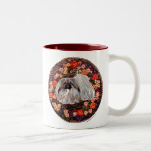Vacker Pekingeser Blommig Mugg Design