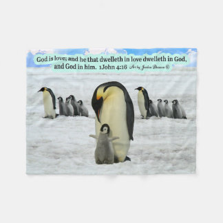 Vacker Penguin Scripture 1 John 4:16 Fleecefilt