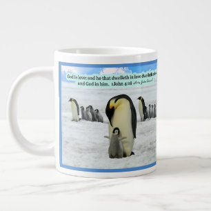Vacker Penguin Scripture 1 John 4:16 Giant Coff Jumbo Mugg
