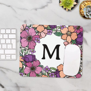 Vacker persiko lila rosa blomster monogram musmatta