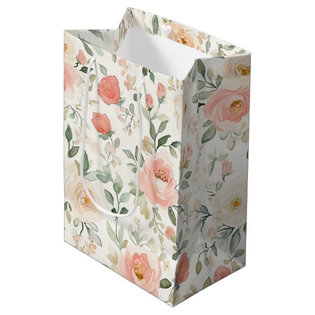 Vacker persikoblush rosa blommig bröllopsdusch (Framsidan Vinklad)