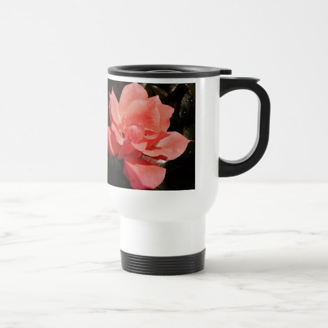 Vacker persikorosa ros blommig resemugg (Höger)
