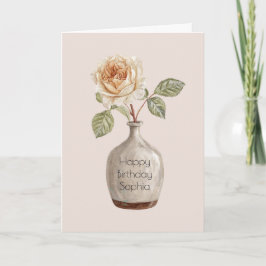 Vacker persisk rosenblomma i vas födelsedag kort