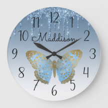 Vacker Personlig Blue Butterfly Large Clock