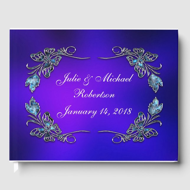 Vacker Personlig Butterfly Faux Filigree Gästböcker (Framsida)