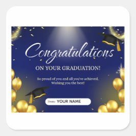 Vacker personlig examensdekalj för 2026 fyrkantigt klistermärke