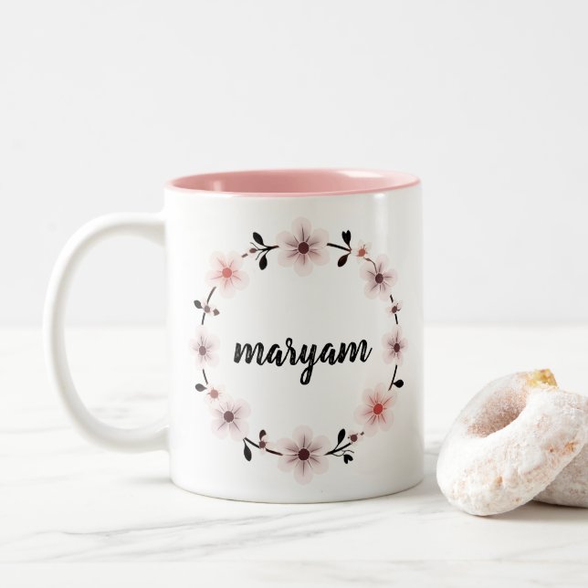 Vacker Personlig Namn Mugg Anpassad Blommig Presen (Med munk)
