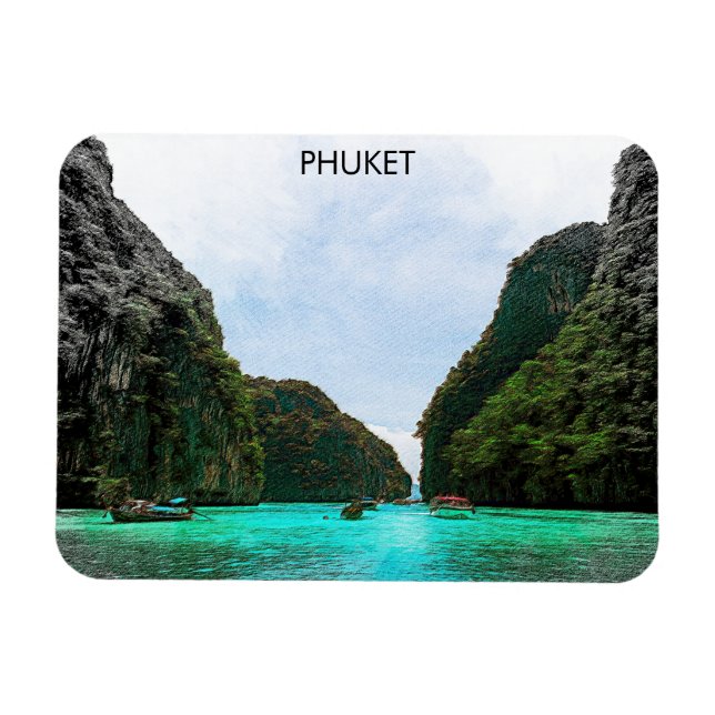 Vacker Phuket Thailand Aerial View Magnet (Horisontell)