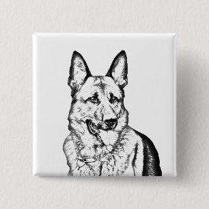 Vacker Pin Button - Tyska shepherd Knapp
