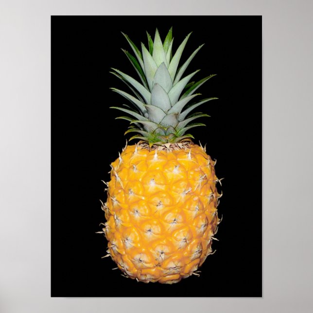 Vacker PINEAPPLE Poster på svart bakgrund (Framsidan)