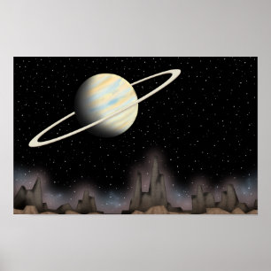 Vacker planet stående i yttre rymden. poster