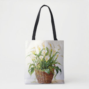 Vacker Planted Calla Lily Flowers Tygkasse