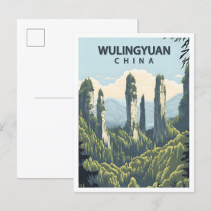 Vacker plats Wulingyuan Kina Konst Resa Vykort