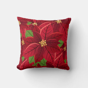 Vacker Poinsettia Fleece Blanket Kudde