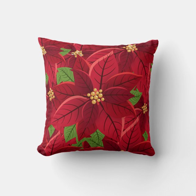 Vacker Poinsettia Fleece Blanket Kudde (Framsida)