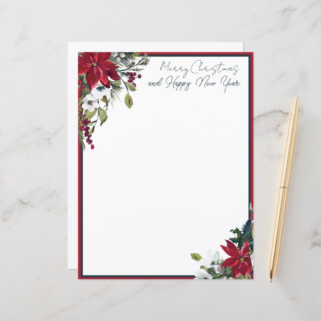 Vacker poinsettia ram jul (Fram/Back In Situ)