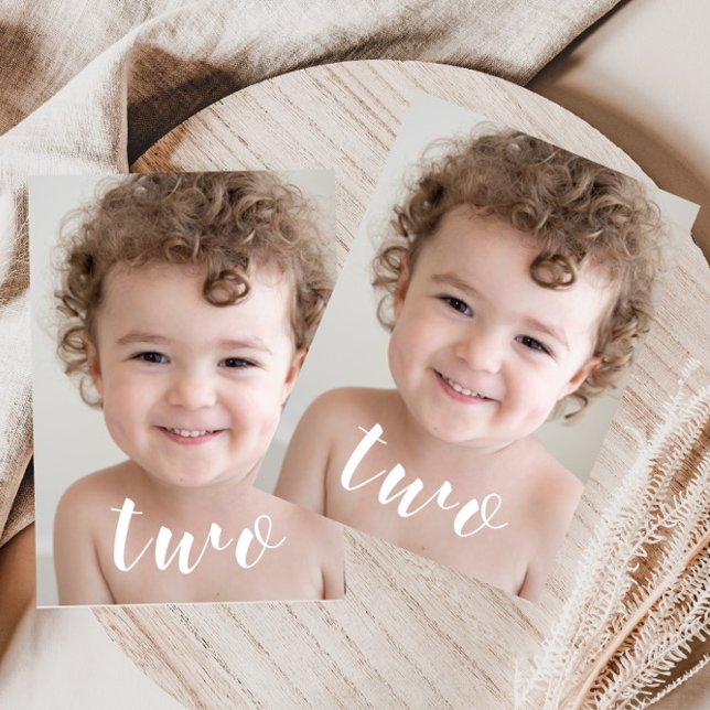 Vacker pojke Flicka 2-års födelsedagsfest Foto man Inbjudningar (Skapare uppladdad)