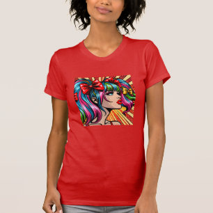 Vacker Pop Art Serieteckning Färgrik Ai Konst T Shirt