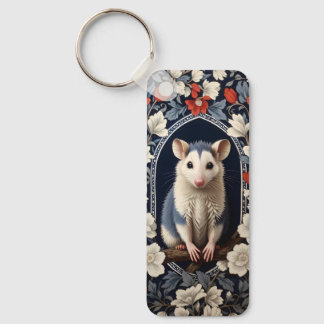 Vacker Possum William Morris Inspirerad Blomma Nyckelring