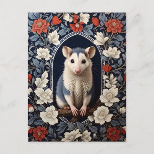 Vacker Possum William Morris Inspirerad Blomma Vykort
