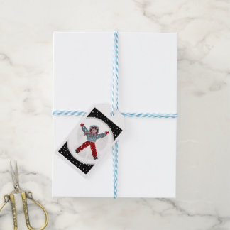 Vacker presentetikett, handritad design av Carolan Presentetikett