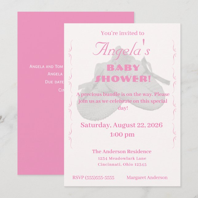 Vacker presentflicka baby shower-inbjudan inbjudningar (Fram/baksida)