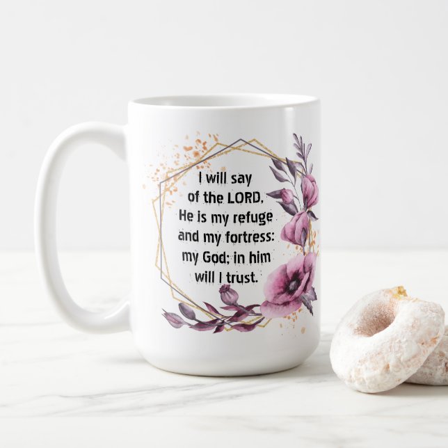 Vacker Psalm 91 Blommigt Kaffe Mugg (Med munk)
