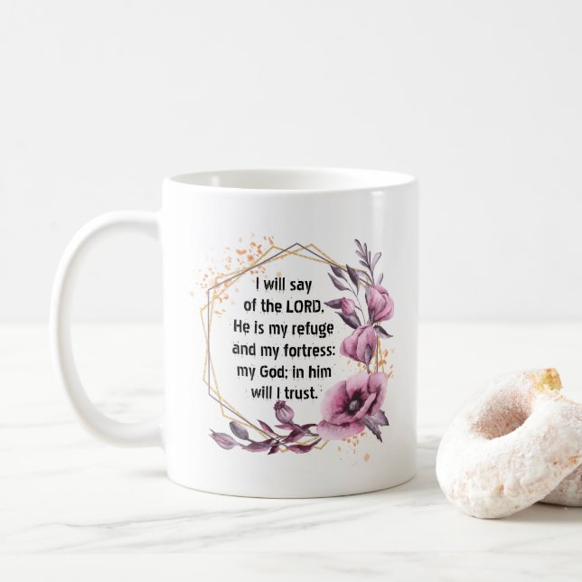 Vacker Psalm 91 Blommigt Kaffe Mugg (Med munk)