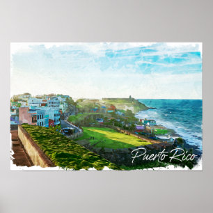 Vacker Puerto Rico Scenery Travel Poster