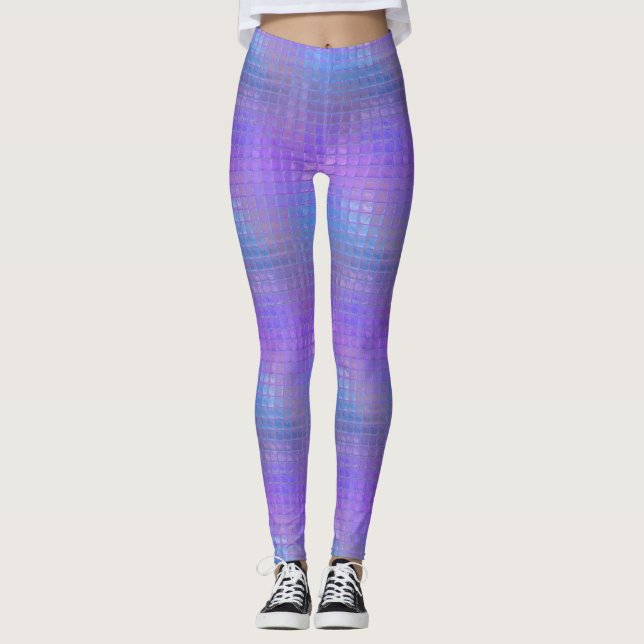 Vacker Purpurfärgad Iridescent Glans Glamour Tjej Leggings (Framsida)