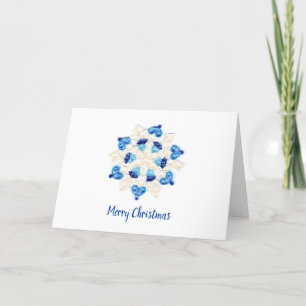 Vacker Quilled Blå och Vit Snöflinga Design Helgkort