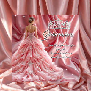 Vacker Quinceanera-födelsedagsfest Rosa Tiara Inbjudningar