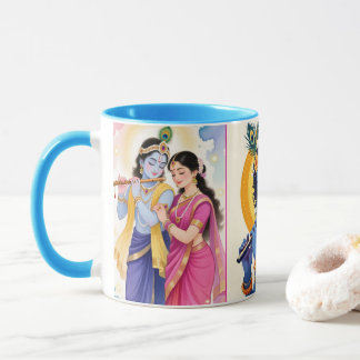 Vacker Radha Krishna blå accent kaffemugg