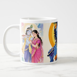 Vacker Radha Krishna blå accent kaffemugg Jumbo Mugg