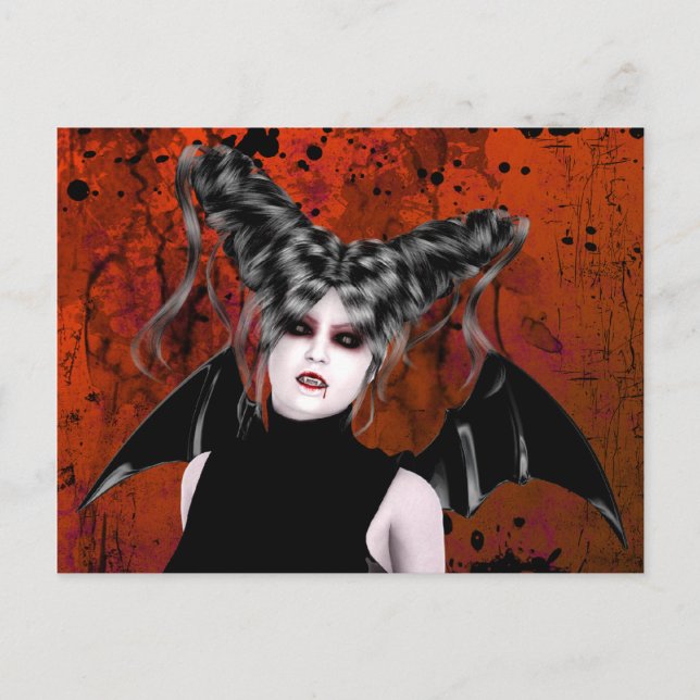 Vacker Rage Gothic Vampire Art-vykort Vykort (Framsida)