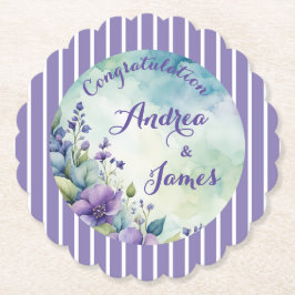 Vacker randig lavendel och blommig underlägg papper