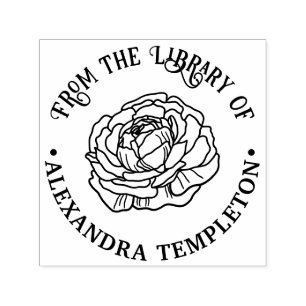 Vacker Ranunculus Blomma Bibliotek Bok Namn Självfärgande Stämpel