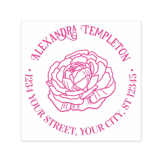 Vacker Ranunculus Blomma Namn Returadress Självfärgande Stämpel (Design)