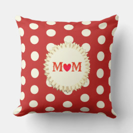 Vacker Red and White Mamma Polka dots Kudde