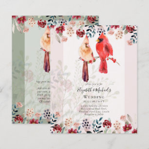 Vacker RED CARDINAL Birds Wedding bjudande