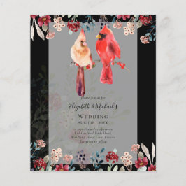 Vacker RED CARDINAL Birds Wedding bjudande Flygblad