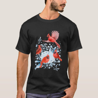 Vacker Red Cardinal Birds Winter Scene Christma T Shirt