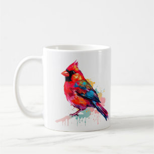 Vacker Red Cardinal Watercolor Sketch Kaffemugg