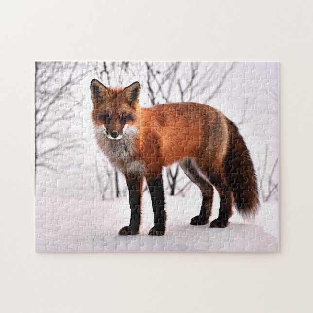 Vacker Red Fox i skogen, Jigszawa Puzzle Pussel (Horisontell)