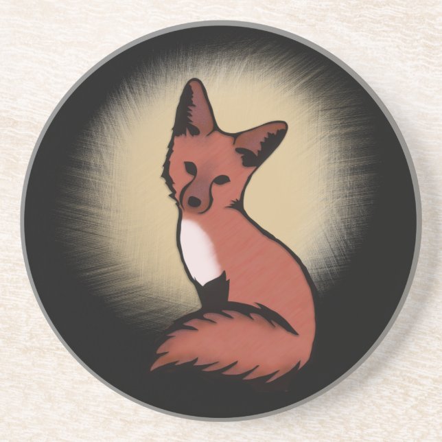 Vacker Red Fox Underlägg Sandsten (Framsidan)