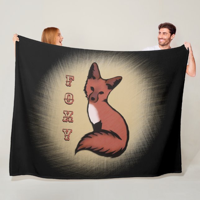 Vacker Red Foxy Fox Black Fleecefilt (På plats)