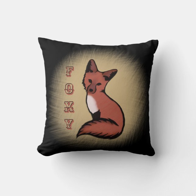 Vacker Red Foxy Fox Black Kudde (Framsida)