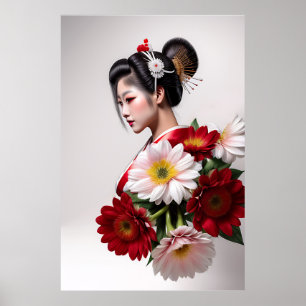Vacker Red Geisha (c) Poster