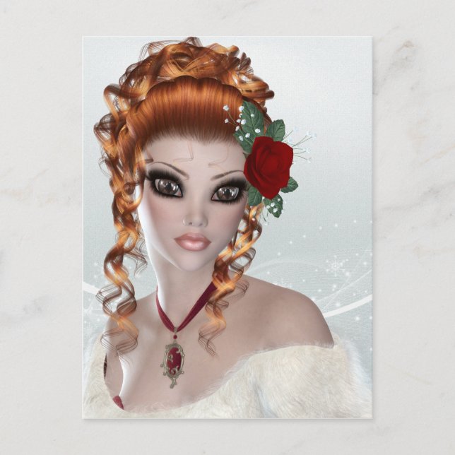 Vacker Red Head Woman Vykort (Framsida)