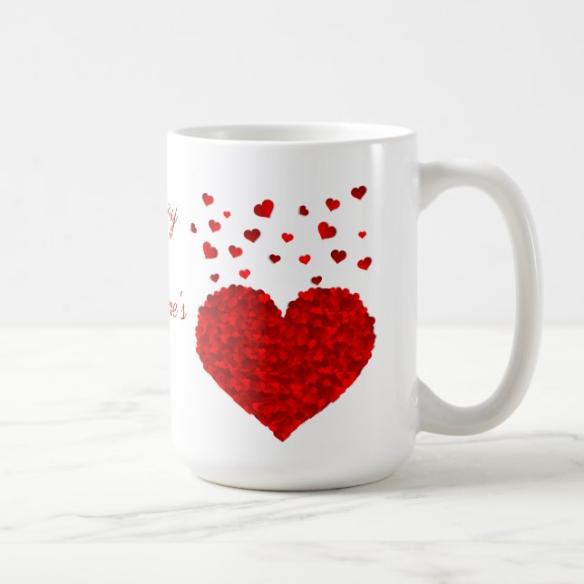 Vacker Red Heart Valentindagen Kaffemugg (Höger)